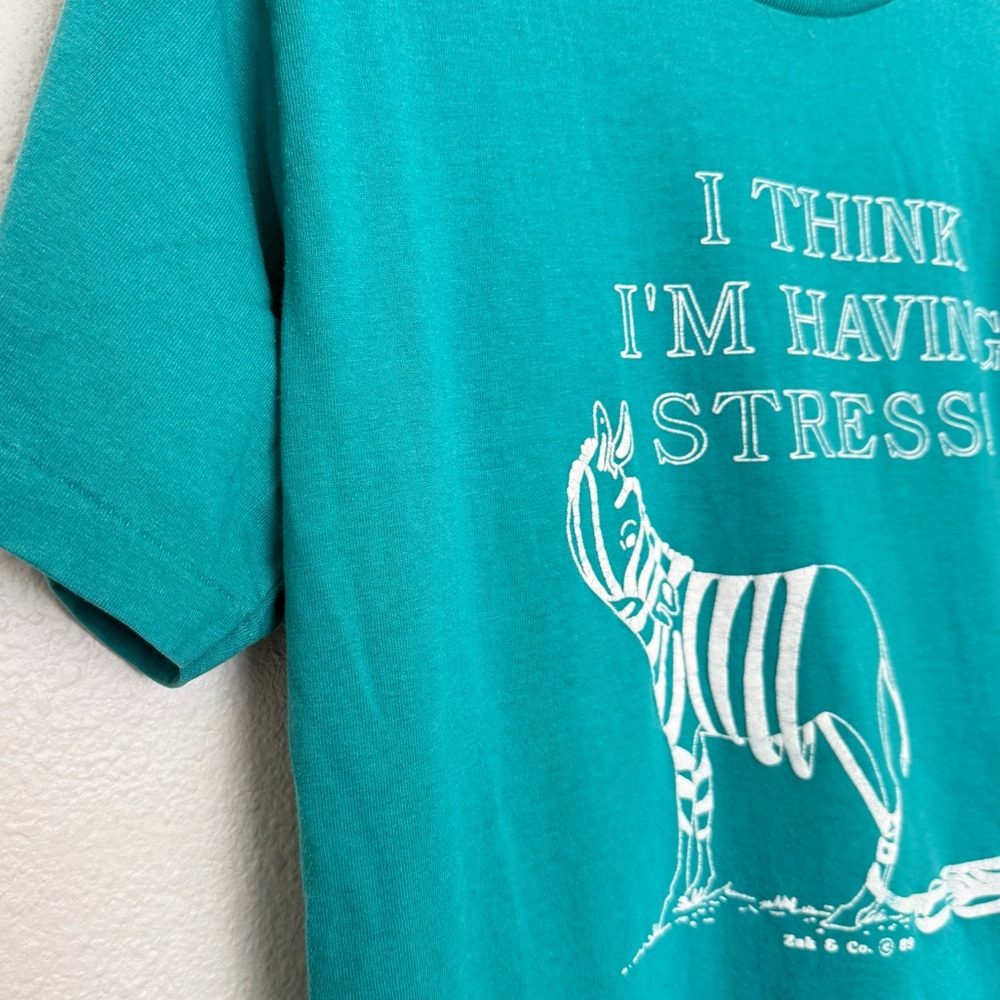 Vintage 80s Zebra Graphic Tee Funny Novelty Animal Shirt 1989 - Picture 6 of 8